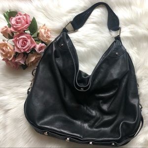 Rebecca Minkoff Black Pebbled Leather Hobo with Silver Hardware